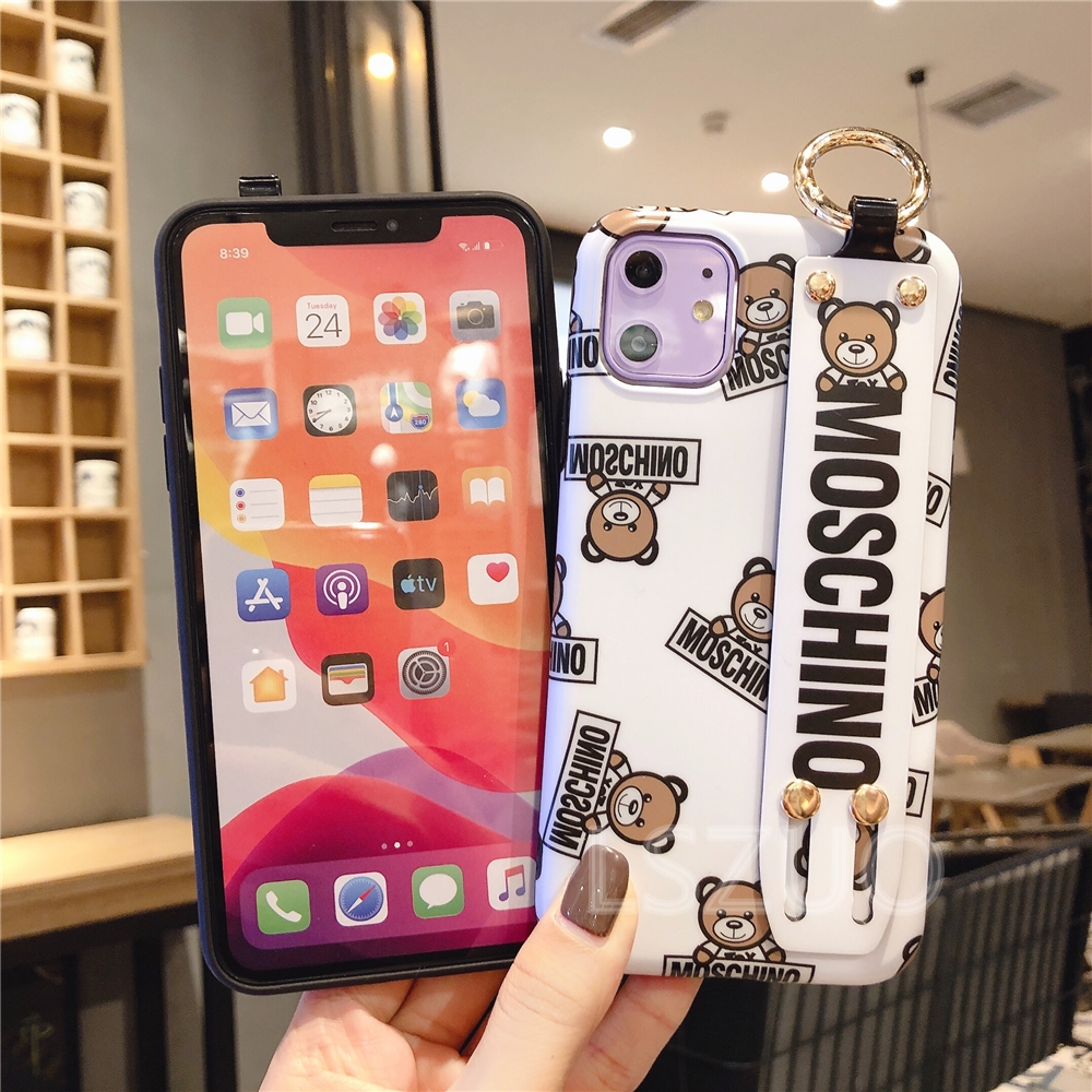 Ốp Lưng Mềm In Hình Gấu Moschino Có Dây Đeo Cho Iphone 12 Mini 12 Pro Max 11 Pro Max X Xs Xr Xsmax 8 7 Plus Se 2020