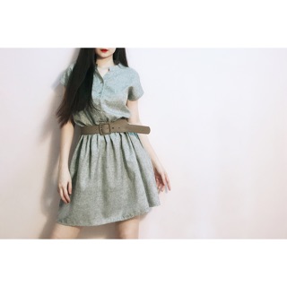 Đầm sơmi linen xoè bo eo