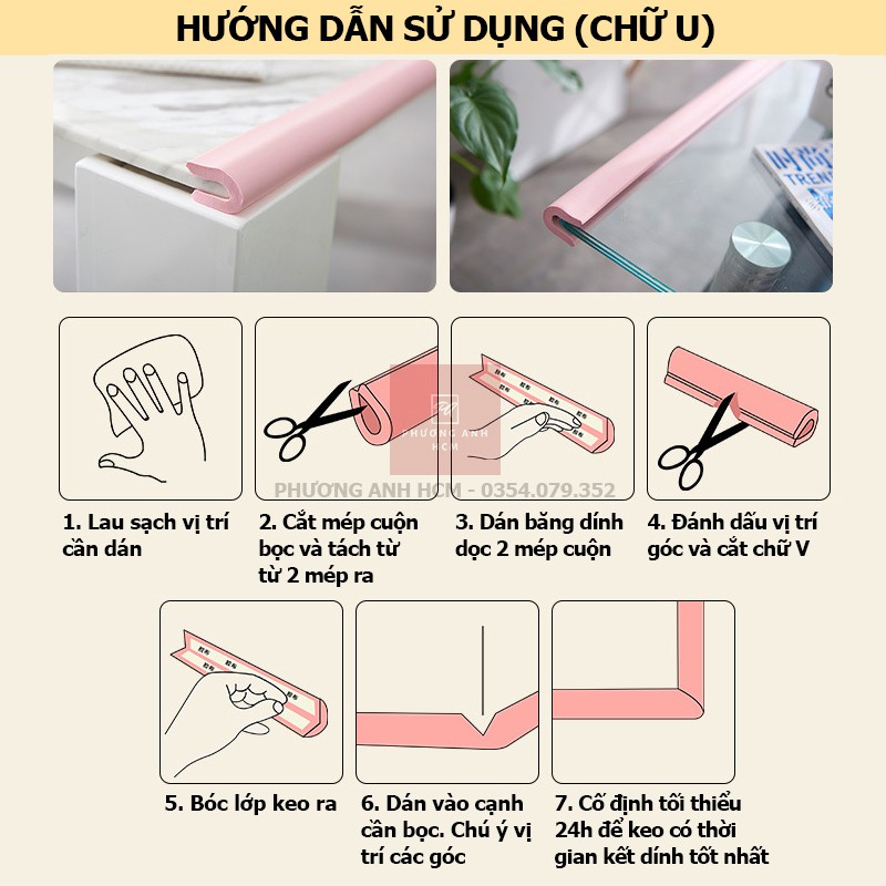 Cuộn Xốp Bọc Cạnh Bàn Hình Chữ L/ U/ W Dài 2M An Toàn Cho Bé - Dây Cao Su Nẹp Bịt Góc Bàn, Ghế, Tường, Tủ, Giường,...2x