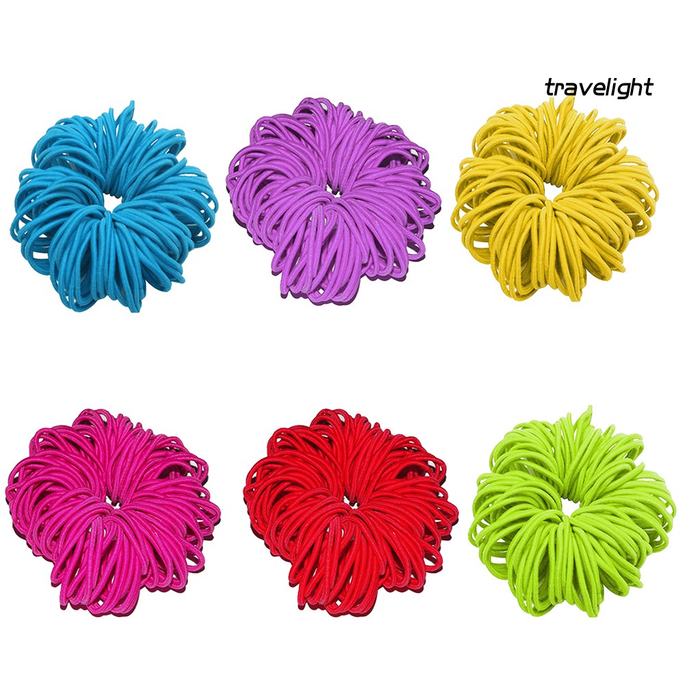Set 50 dây cột tóc co giãn dày dặn nhiều màu sắc cho bé gái