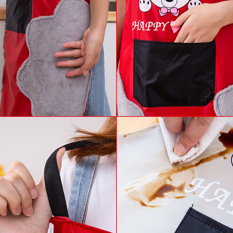 Tạp Dề Nấu Ăn Có Túi Chống Dầu Chống Nước Dễ Thương Bảo Vệ Sức Khỏe Cho Người Lớn