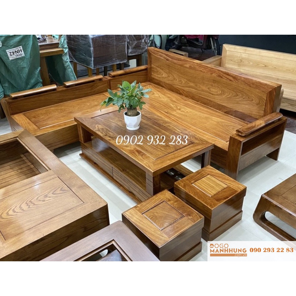 Bộ sofa góc gỗ hương 2m x 1m80 MSH 02 miễn phí giao hàng