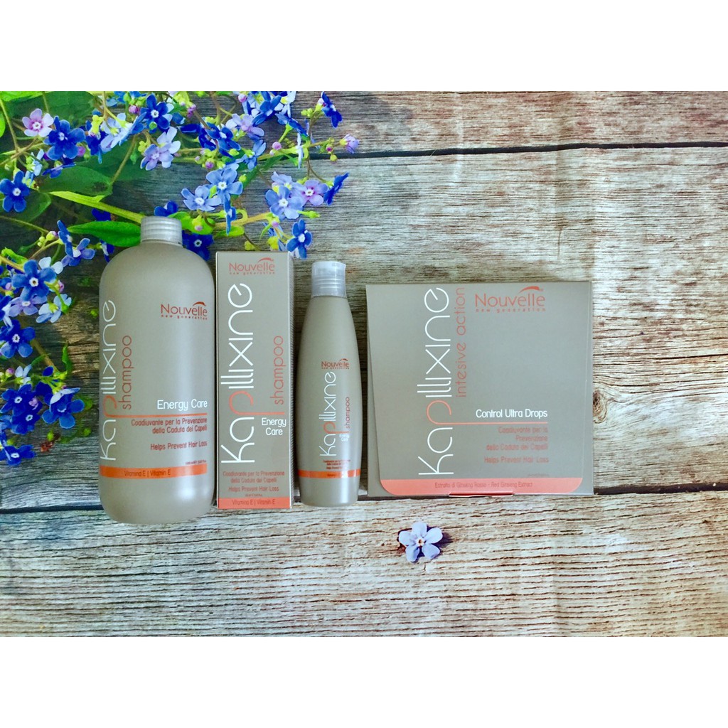 [+Tặng mũ trùm] Bộ dầu gội, tinh chất nhân sâm chống rụng, mọc tóc Nouvelle Kapillixine Energy Care prevent hair loss Ý