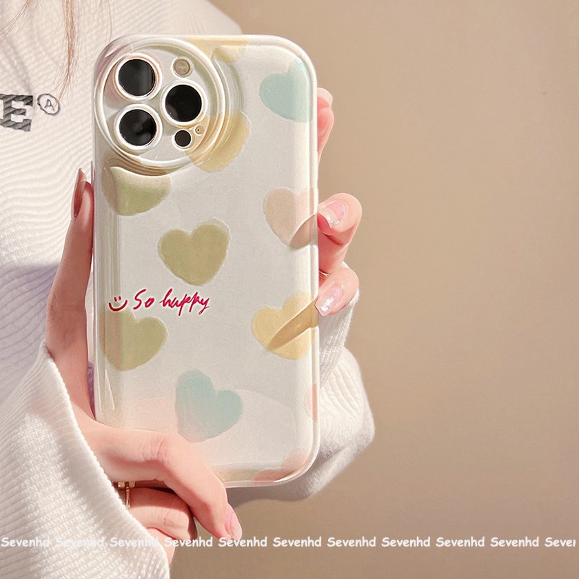 Ốp Điện Thoại Mềm Đệm Khí Hình Trái Tim Mắt To Nhiều Màu Cho iPhone 14 13 12 11 Pro Max X XR Xs Max 8 7 6 6s Plus SE 2020