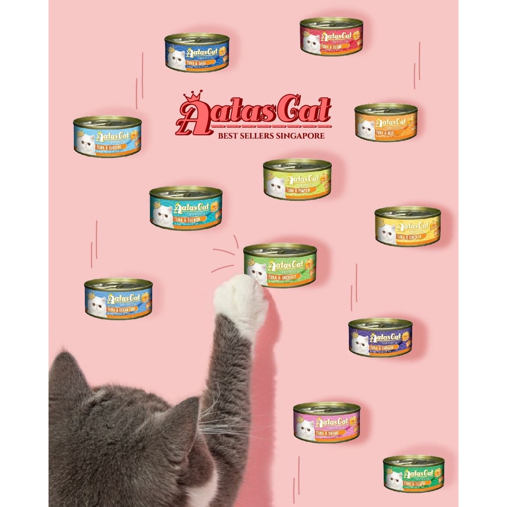 Pate Aatas Cat Lon 80g Cho Mèo - Nền Cá Ngừ & Sợi Gà Xé Siêu Bổ Dưỡng