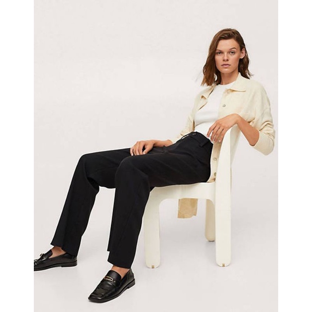Quần tây âu công sở Man.go vnxk ống suông đứng đai lưng chun xuất khẩu dư xịn formal straight trouser elastic waist