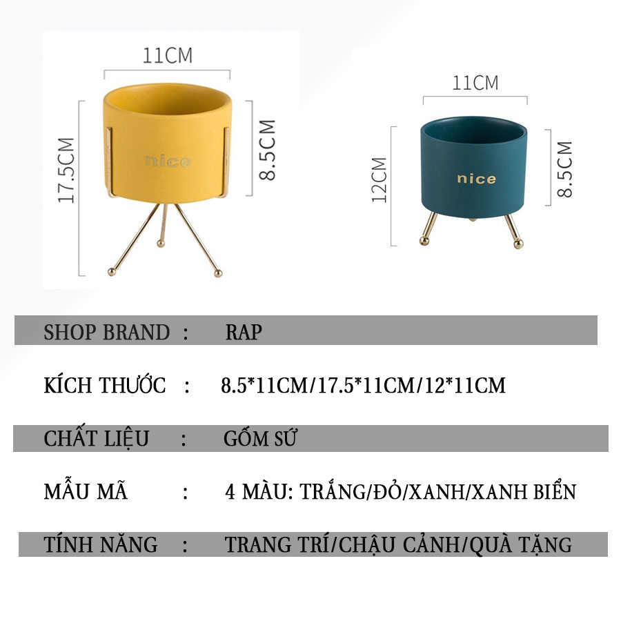 Chậu hoa nhiều màu phong cách Bắc Âu dùng để decor, trang trí nhà cửa  làm bằng gốm sứ cao cấp