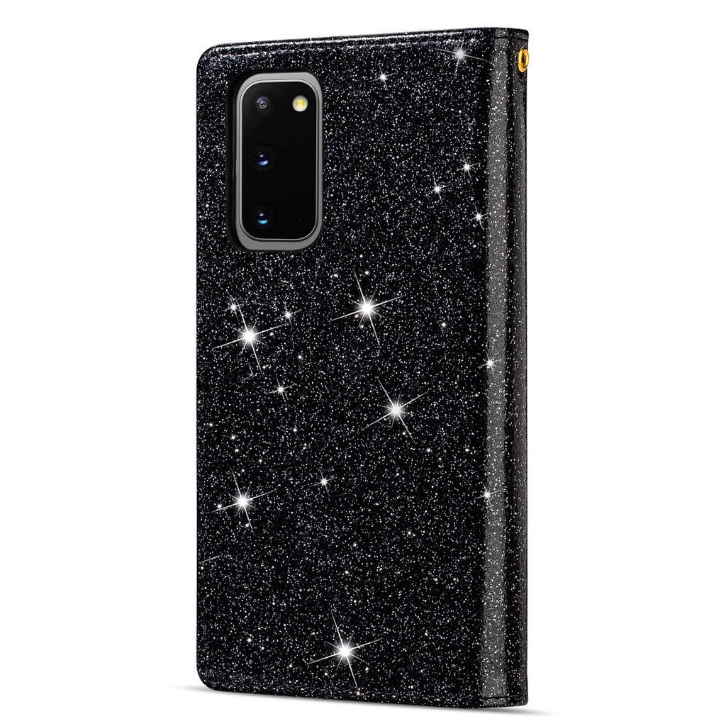 Bao Da Điện Thoại Nắp Lật Kiêm Ví Đựng Thẻ Có Khóa Kéo In Hình Bầu Trời Đầy Sao Laser Cho Samsung A32 A13 A51 A71 A52 A72 A22 A42 A12 A03 M51