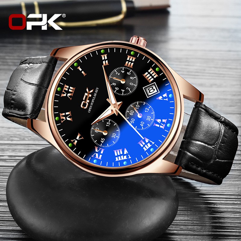 Opk  đồng hồ nam chống nước nam dây da bò chính hãng đồng hồ  Quartz đồng hồ