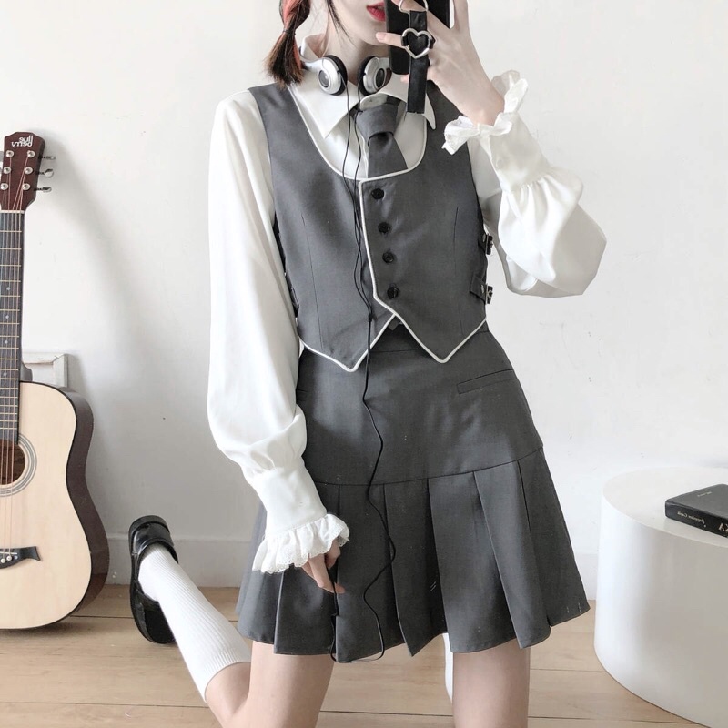 YAS0790-Đồng phục học sinh Hàn Quốc màu xám