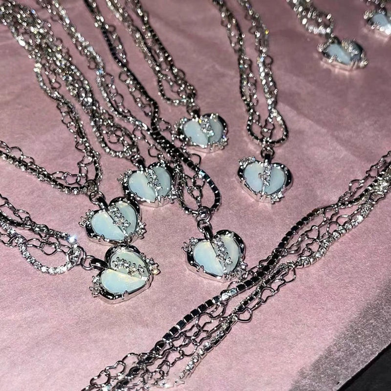 Vòng cổ Nhiều Lớp Mặt Trái Tim Đính Đá Zircon Thời Trang Cho Nữ