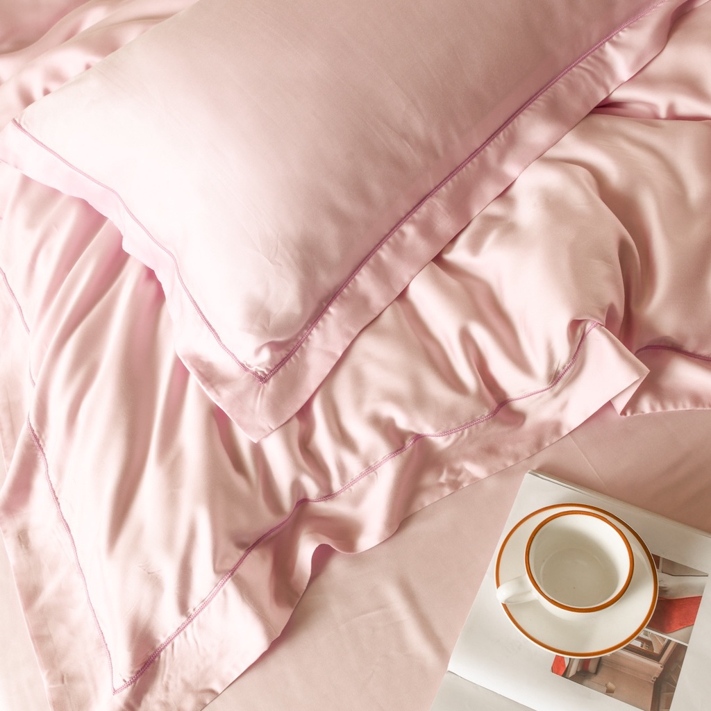 Bộ Chăn Ga Gối Lụa Tencel Cao Cấp Sang Xịn Mịn Mát Gồm Chăn Drap Gối Sét 4 Món - Nhập Khẩu Chính Hãng