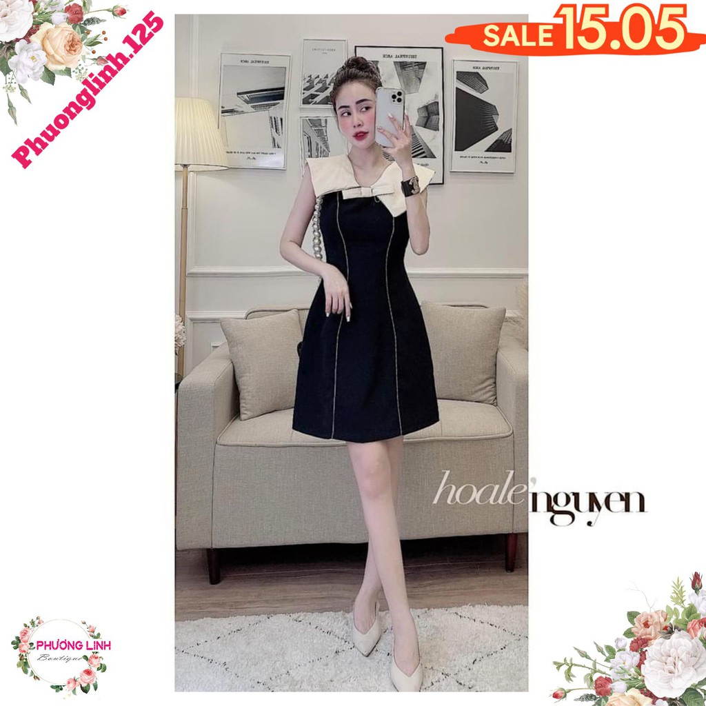 VÁY ĐEN PHỐI CỔ NƠ CHẠY CHỈ SÁT NÁCH | BigBuy360 - bigbuy360.vn