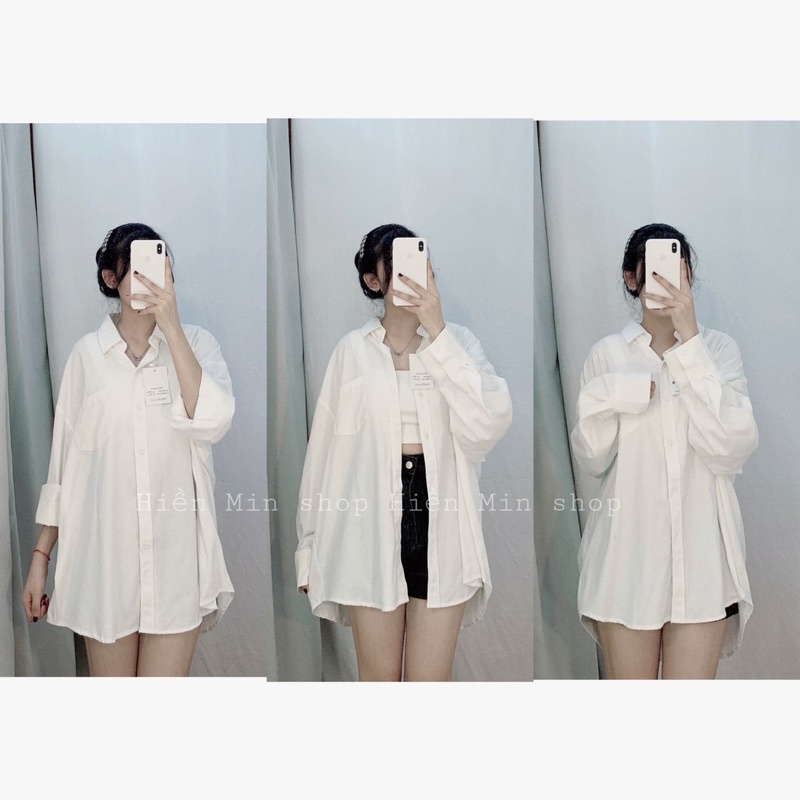 Áo sơmi trơn vintage chất thô mềm dày dặn mã 393 hàng chuẩn QC loại 1,Áo sơ mi trắng nữ kiểu Hàn quốc