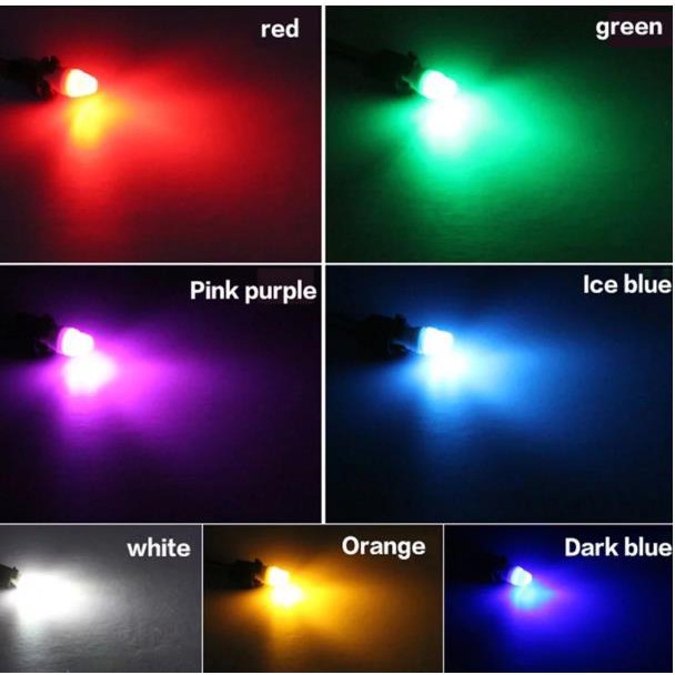 Bóng Đèn Led T10 5W Bằng Gốm Màu Đỏ/Vàng/Trắng/Xanh Dương/Xanh Lá Phù Hợp Cho Xe Hơi Và Xe Máy