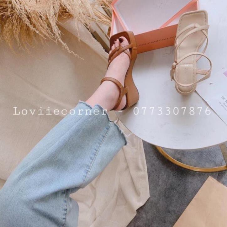 LOVIIECORNER - GIÀY ĐẾ XUỐNG 7CM XỎ NGÓN QUAI CHÉO THỜI TRANG - SANDAL ĐẾ XUỒNG QUAI MẢNH ĐẾ CAO 7 PHÂN - S200905