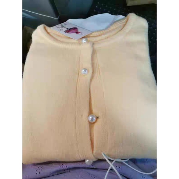 Áo khoác len cardigan nữ len mềm mịn khuy cườm sang trọng vintage Hàn Quốc AO028