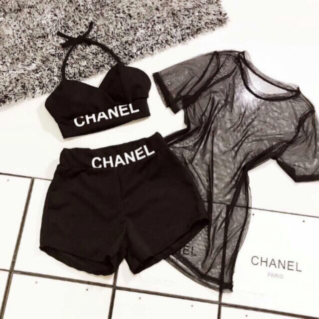 Bộ Đồ Bikini Đi Biển 3 Mảnh Kèm Áo Lưới | BigBuy360 - bigbuy360.vn