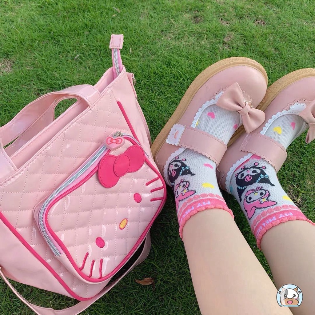 Túi Đeo Chéo Da pu Hình hello kitty Phong Cách Hàn Quốc Đa Năng Cho Nữ