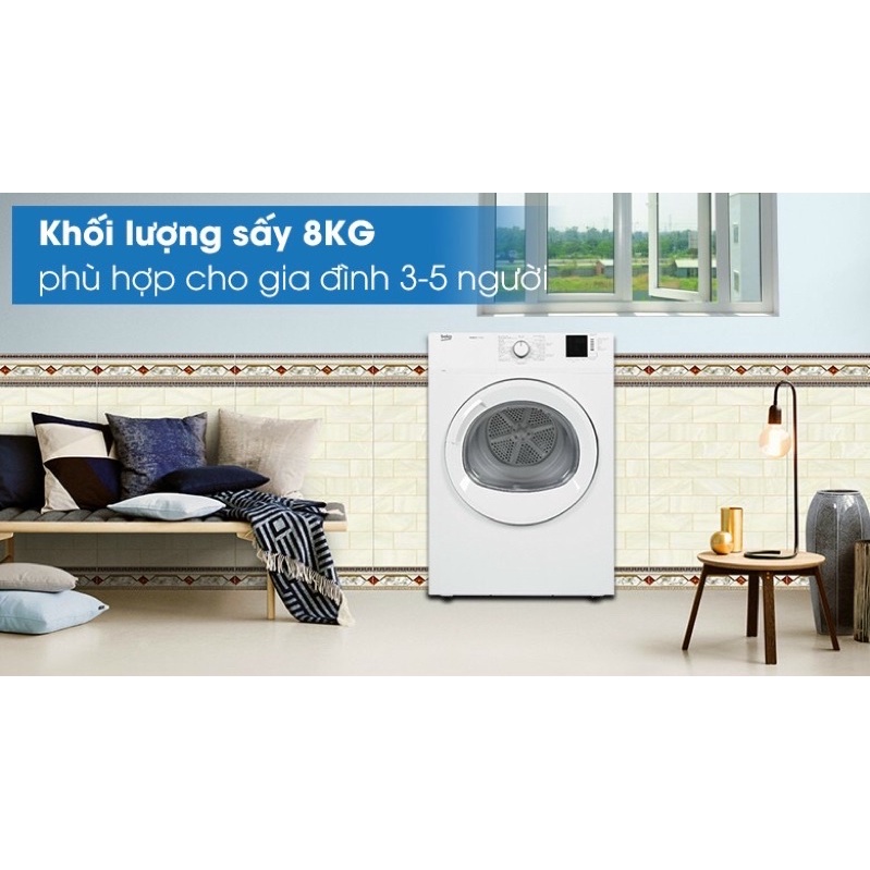 Máy sấy thông hơi Beko 8 kg DA8112RXOW ( HÀNG NEW NGUYÊN SIÊU BẢO HÀNH CHÍNH HÃNG 2 NĂM)