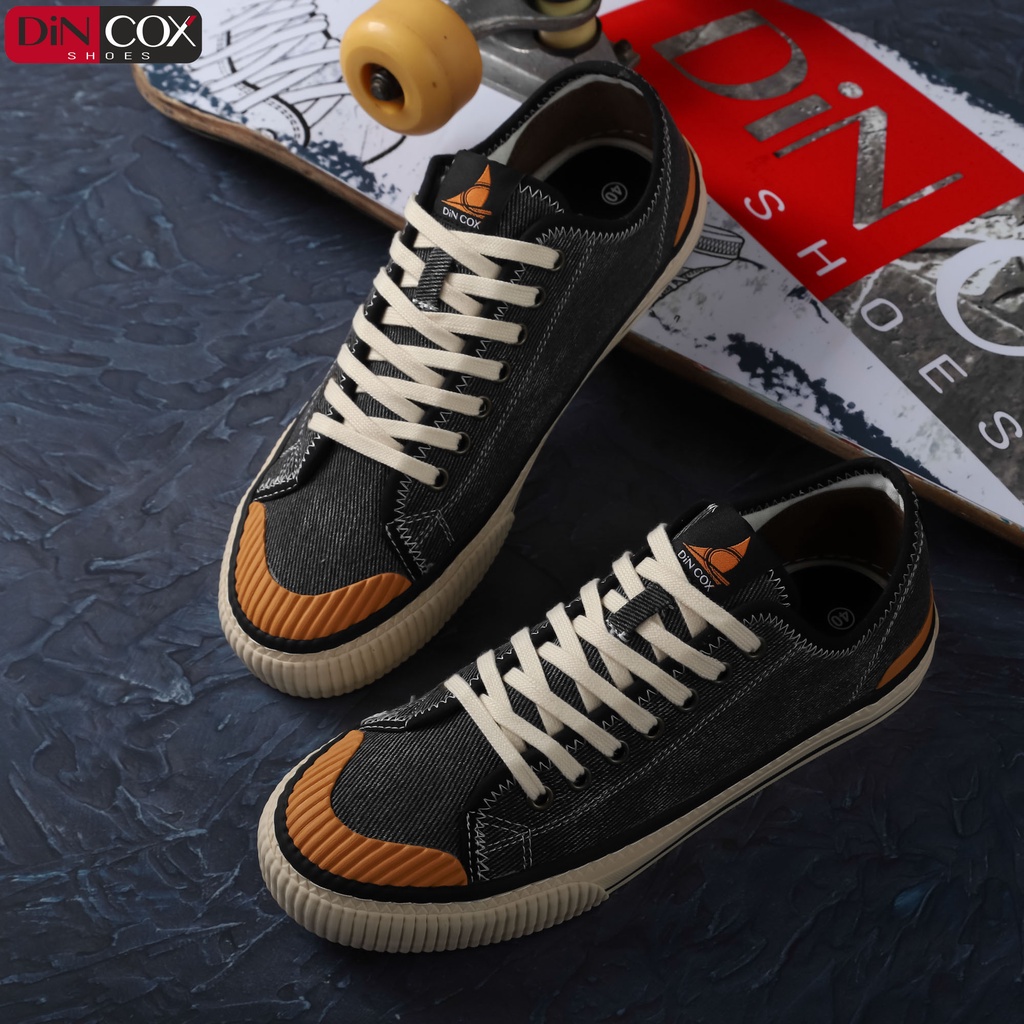 Giày Sneaker Vải Nam DINCOX D21 Ấn Tượng Black Wash Canvas Jean