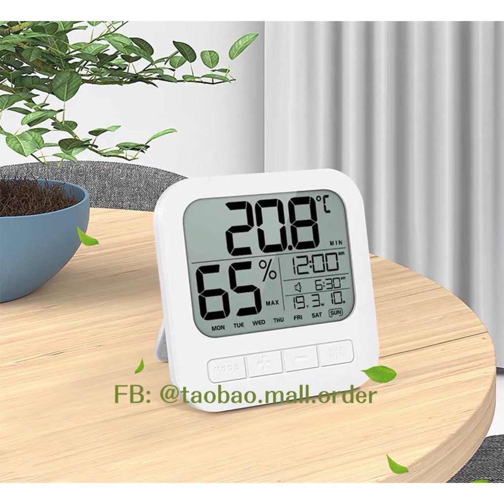 Nhiệt Ẩm Kế Phòng Điện Tử Đo Nhiệt Độ + Độ Ẩm - Kèm chức năng Báo Thức, Lịch, Đông Hồ, Ngày, Tháng, Năm - HÀNG CÓ SẴN