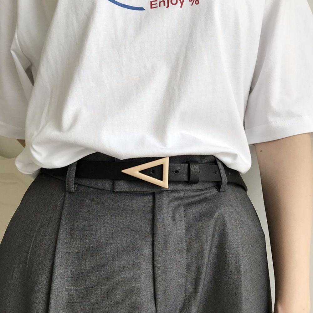 CABEZA Thắt Lưng Da PU Khoá Kim Loại Hình Tam Giác Phong Cách Vintage Hàn Quốc