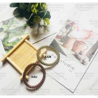 [Lhoa] Cột tóc lò xo nhũ bạc nakha