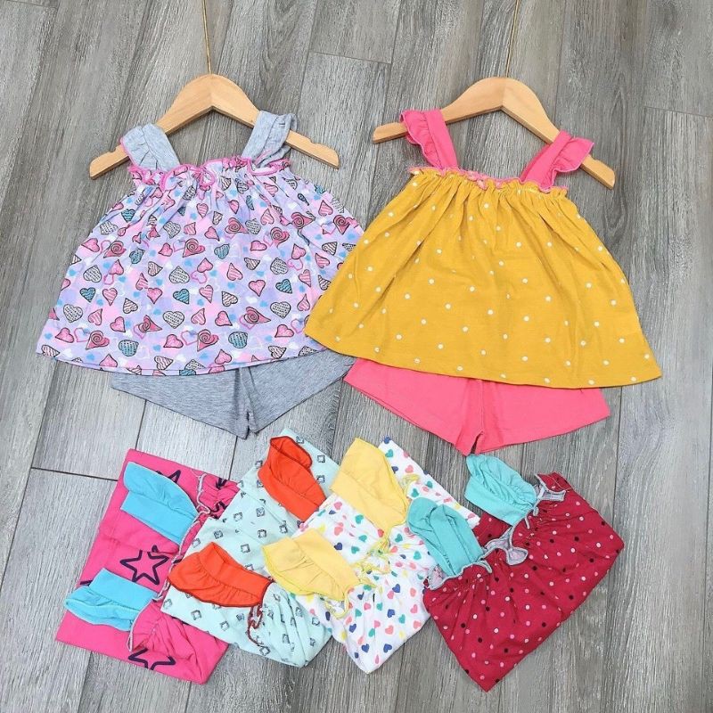 Bộ 2 dây cotton xuất cho bé gái
