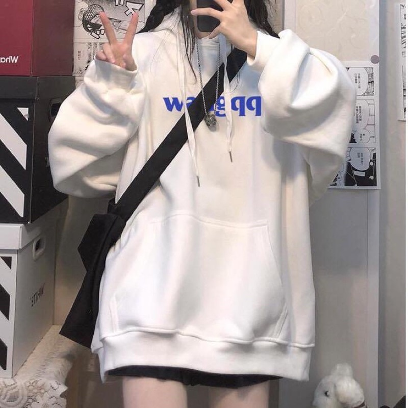 Áo Hoodie Nỉ Bông Tay Dài wangqq Túi Bụng Kèm Ảnh Thật(ODER 2 NGÀY)