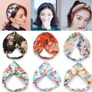 Băng Đô Cài Tóc Co Giãn In Họa Tiết Lá Cây Phong Cách Bohemian Cổ Điển Thời Trang Đi Biển