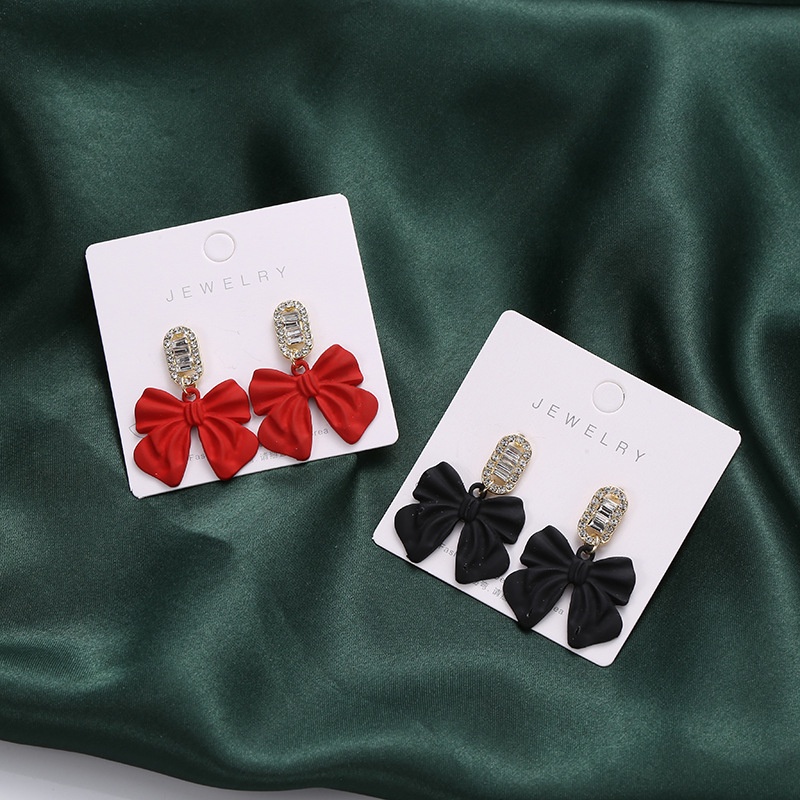 Khuyên Tai Nơ Đen Đơn Giản Thời Trang Hàn Quốc