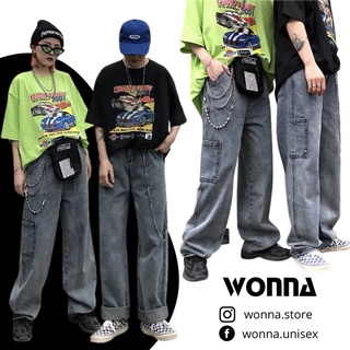 {KÈM ẢNH THẬT} Quần Jeans nhạt denim túi hộp unisex oversize street style Hàn Quốc jean street style hip hop