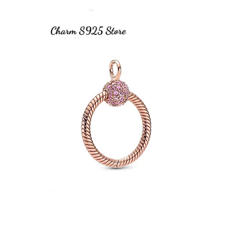 mặt dây chuyền vòng pan mini vàng hồng đính đá bạc s925 cao cấp