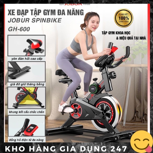 Xe đạp tập gym tại nhà JOBUR GH - 600, Xe đẹp thể dục tại nhà giá rẻ, Tặng kèm bình giữ nhiệt, bảo hành 12 tháng