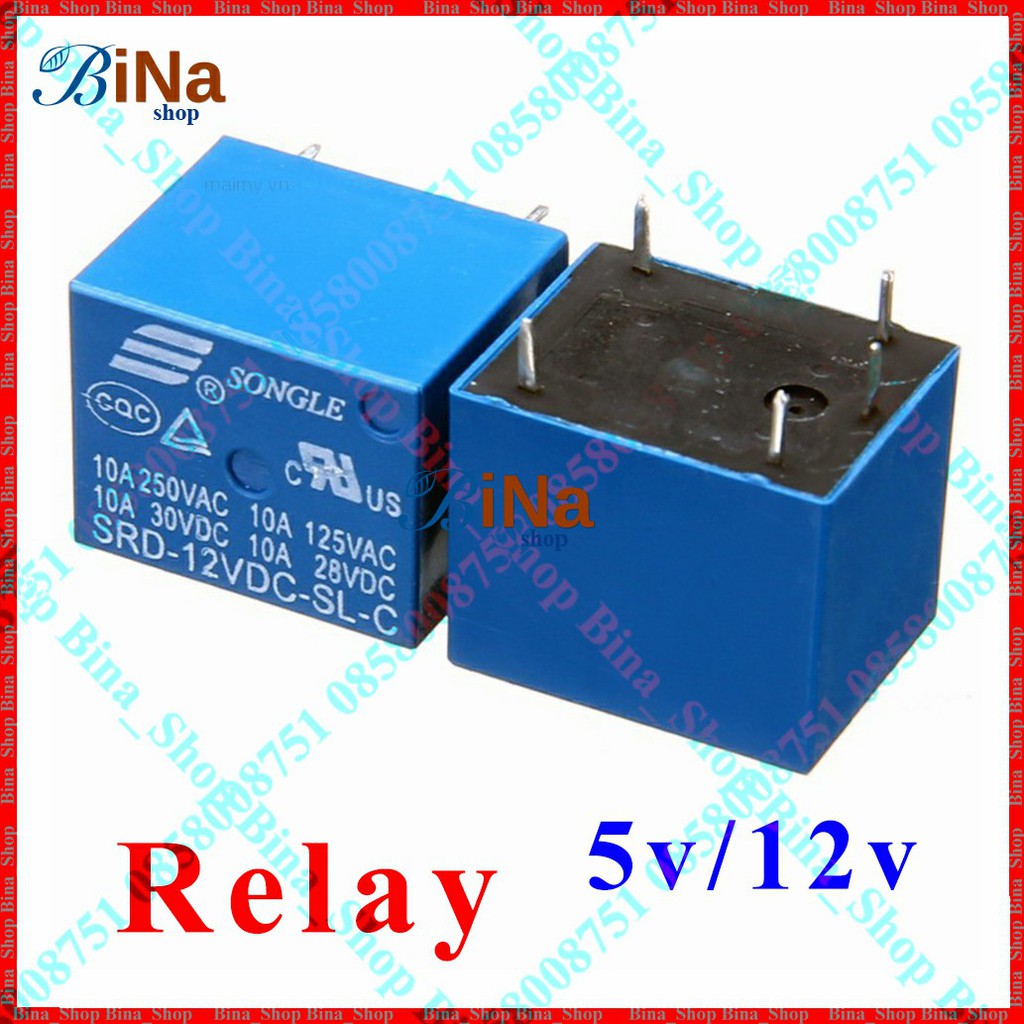 Relay 5V/12V 10A/250V 4 chân / 5 chân