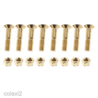 8 Pieces Skateboard 25mm Truck Bolts Screws with Nuts Set Hardware - Golden