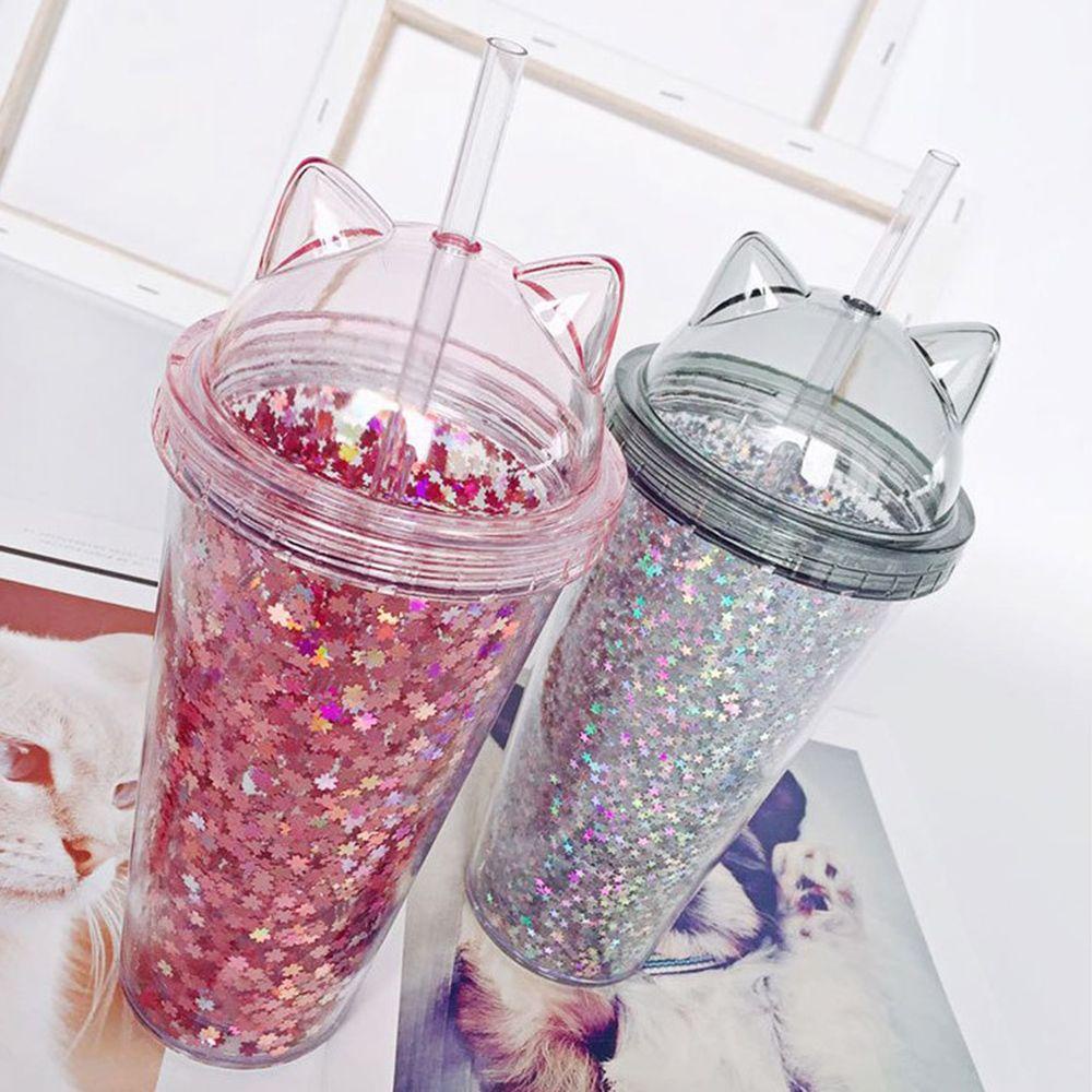 Bình Nước Kim Tuyến Hai Lớp 420ml Có Thể Tái Sử Dụng