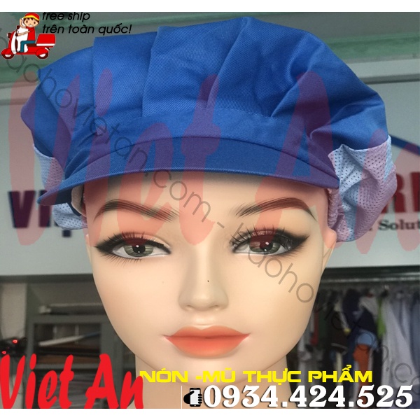 Nón vải xếp ly kaki lưới trùm tóc công nhân sản xuất, thực phẩm - Mũ bao tóc lưới y tế, bảo hộ ngành thực phẩm.