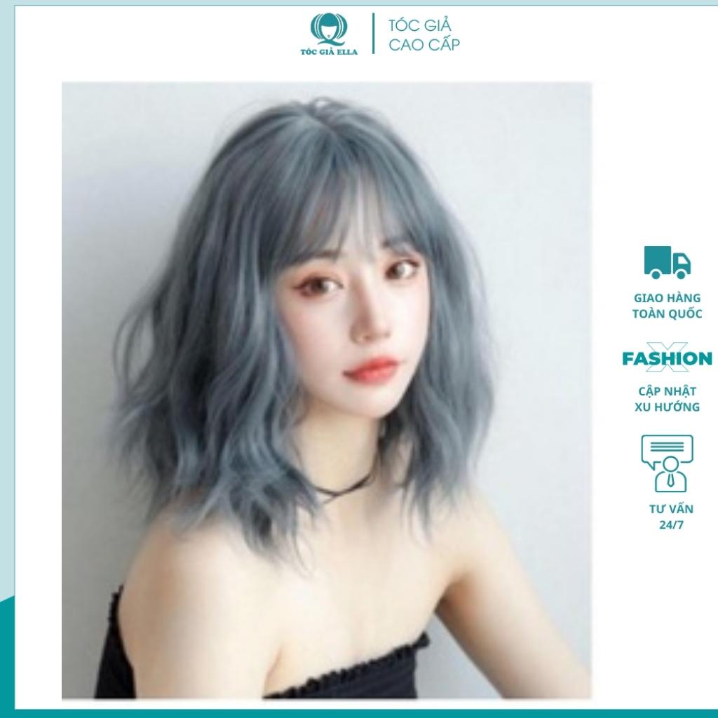 Tóc giả nữ cả đầu 🤓FREESHIP🤓 Tóc giả nguyên đầu víc xù xanh khói