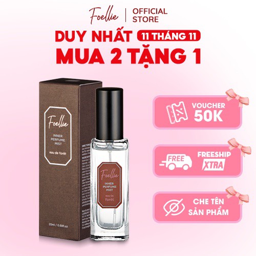 Nước Hoa Vùng Kín Foellie Dạng Xịt Hương Gỗ Ấm Áp 20ml - Eau de Forêt Inner Perfume Mist 6210 - HÀNG MỚI VỀ
