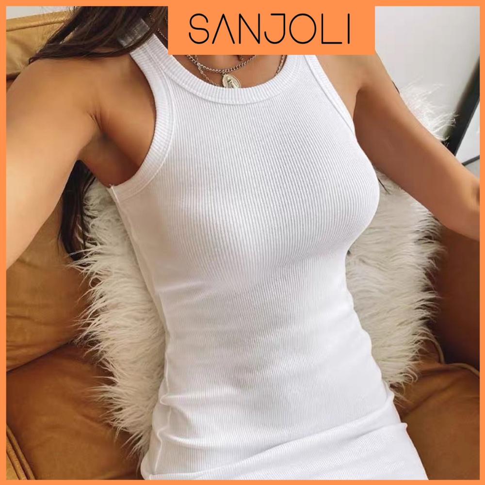 Váy Body Sexy SANJOLI Đầm Body Ôm Eo Sát Nách Thiết Kế Thun Gân Sexy Năng Động Đi Dự Tiệc Sang Trọng VD066 | BigBuy360 - bigbuy360.vn