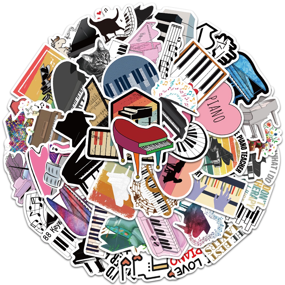 Bộ 100 Cái/Bộ ❉ Miếng Dán Trang Trí Đàn Piano Độc Đáo ❉ Sticker Dán Tường Chống Thấm Nước Thời Trang