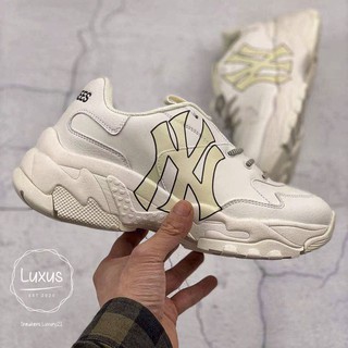 (FREESHIP+QUÀ) Giày thể thao sneaker nam nữ BIGBALL CHUNKY NY trắng kem chữ NY vàng