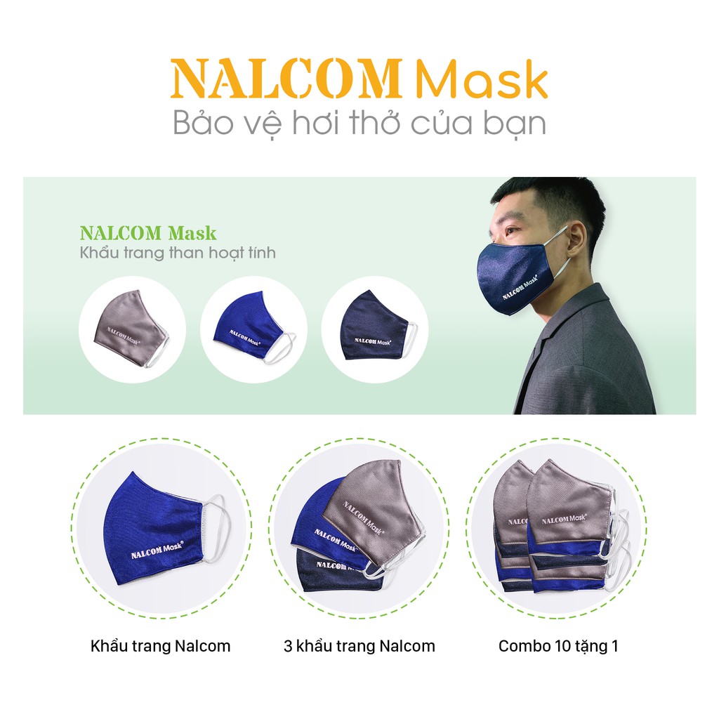 KHẨU TRANG VẢI THAN HOẠT TÍNH NALCOM 4 LỚP KHÁNG KHUẨN CHỐNG BỤI CHỐNG NẮNG