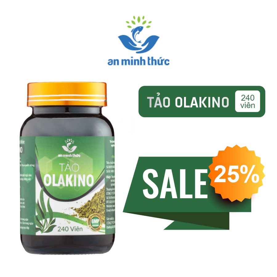 Tảo Olakino An Minh Thức 240 viên - Thực phẩm bảo vệ sức khỏe, 100% bột tảo nguyên chất Spirulina