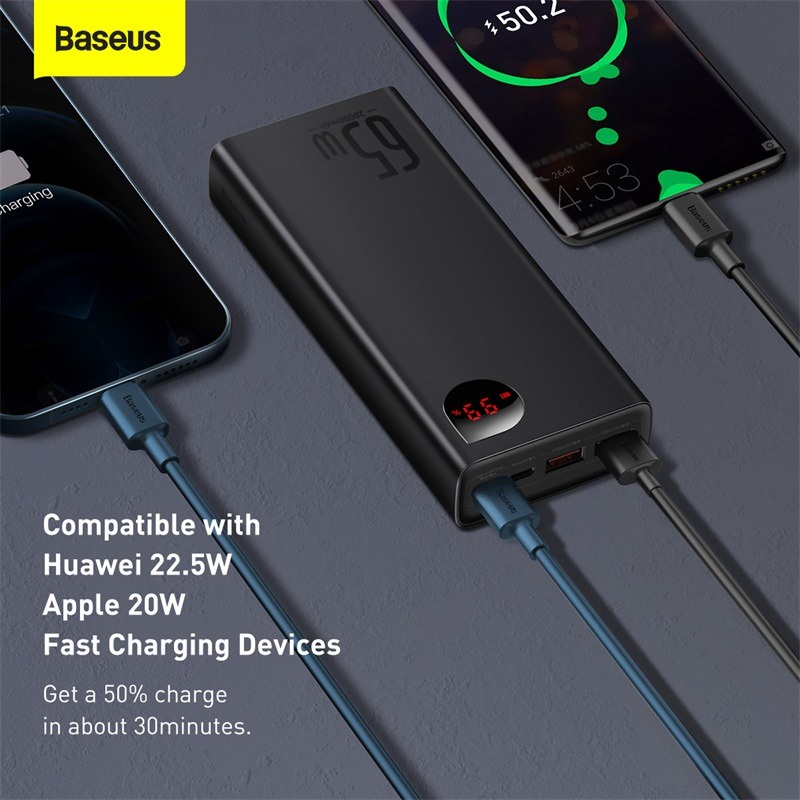 Pin dự phòng sạc nhanh Baseus Adaman Metal Digital Display Quick Charge Power Bank 65W cho Smartphone/ Laptop
