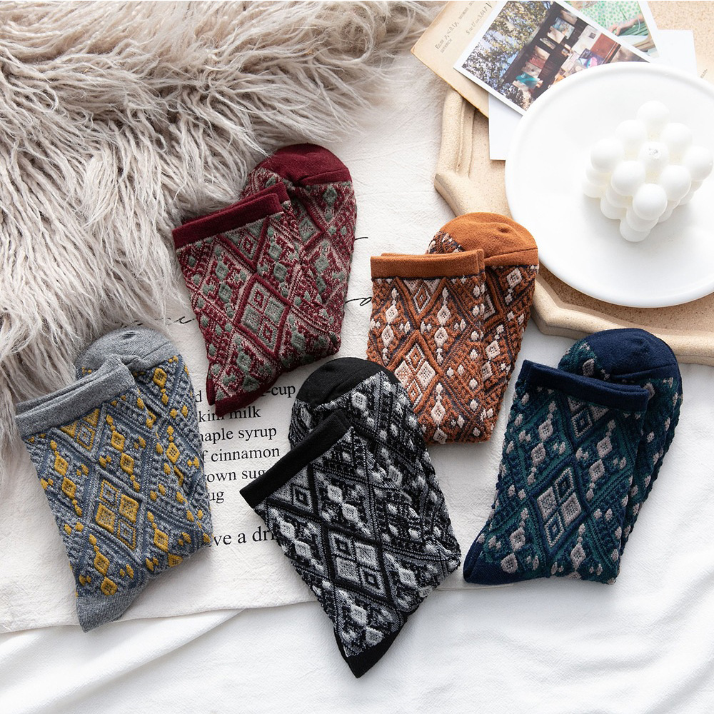 Vớ cotton cổ cao thoáng khí nhiều màu sắc hợp thời trang cho nữ