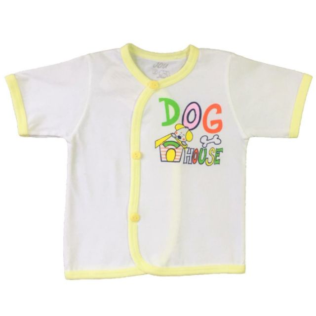 (J04TN) ÁO CÀI XÉO TAY NGẮN TRẮNG VIỀN CHO BÉ 3-11kg - JOU (katydang)