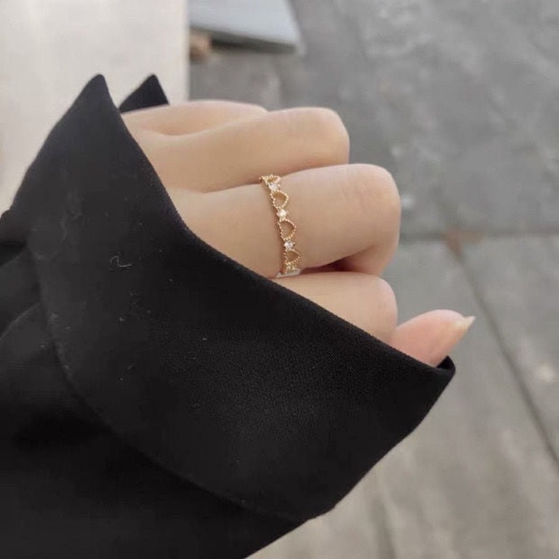 Nhẫn Hợp Kim Hình Trái Tim Đính Đá Sang Trọng